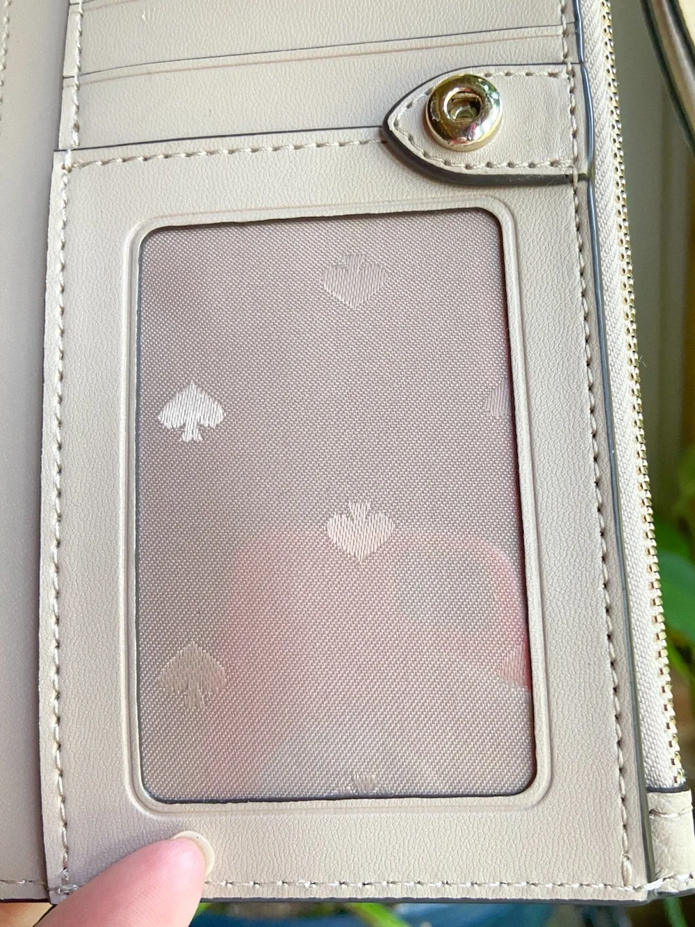 kate spade Two-Tone Pebbled Leather Wallet — Blush Pink & Cream Vanilla Girl